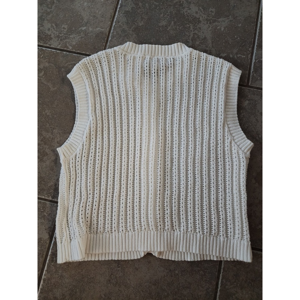 Miou Muse Womens Cream Pointelle Knit Button Down Sweater Vest Size S MIO4445WH - Picture 3 of 4